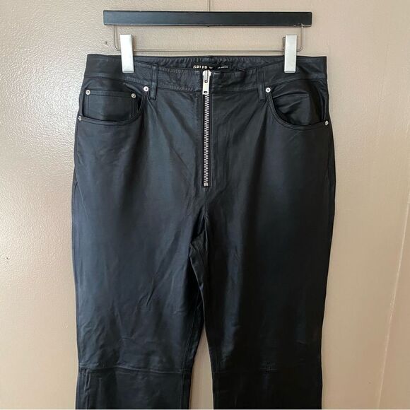 GRLFRND Julia Leather Pants black zipper straight leg soft flares FWRD Revolve - Picture 11 of 12